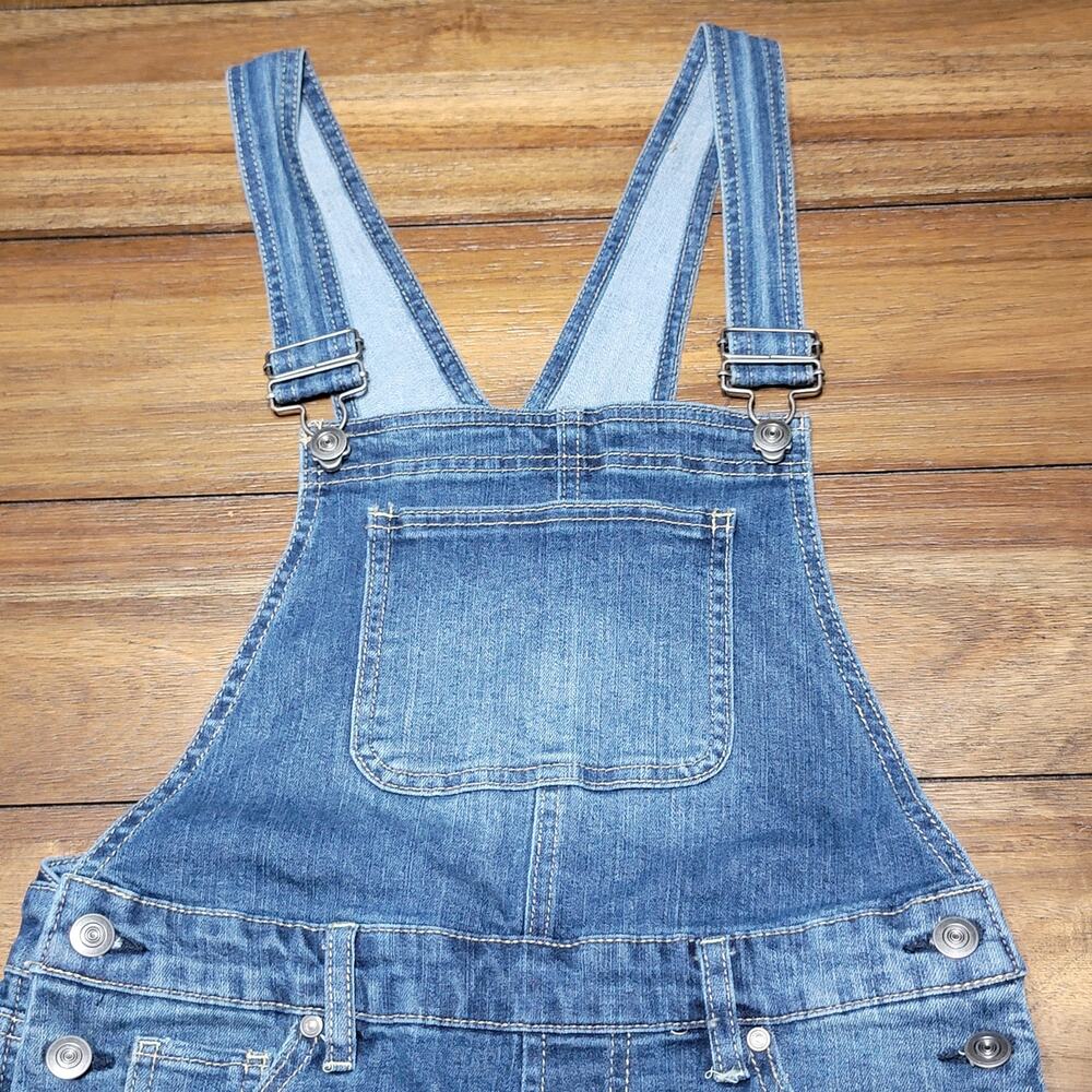 No Boundaries Girls Dark Wash Shortalls - Size Junior Medium (7-9) - Picture 2 of 7